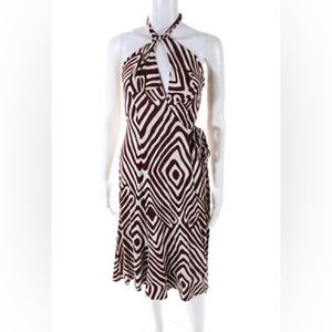 Diane Von Furstenberg Silk Jersey Striped Halter dress 6